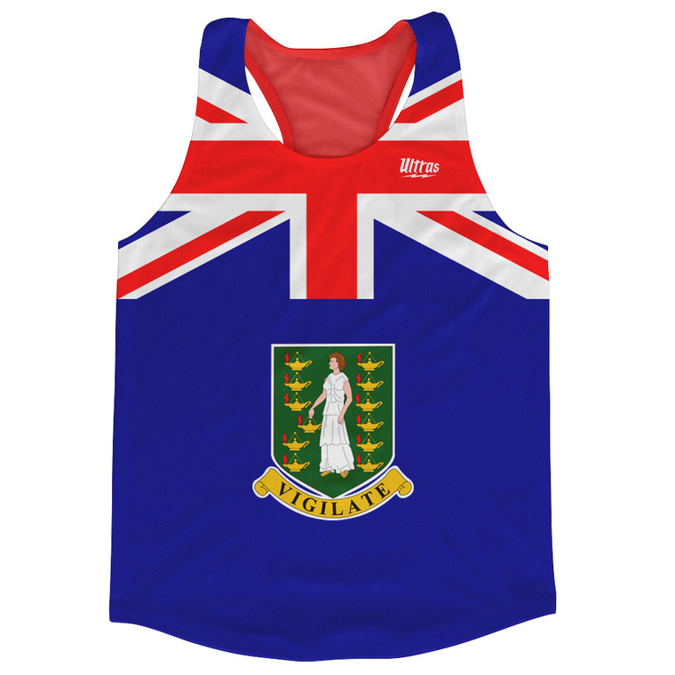 British Virgin Islands Country Flag Running Tank Top Racerback Track and Cross Country Singlet Jersey Made In USA - Yellow Green