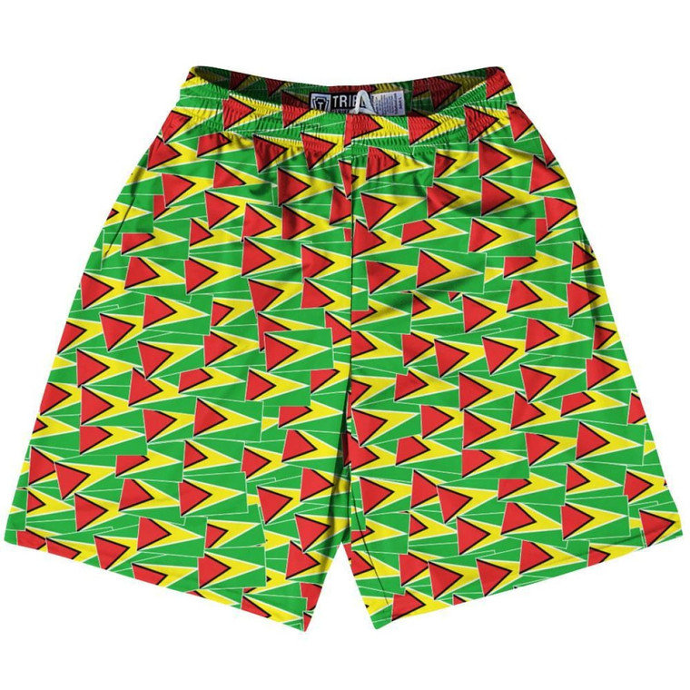 Tribe Guyana Party Flags Lacrosse Shorts Made in USA - Green Red