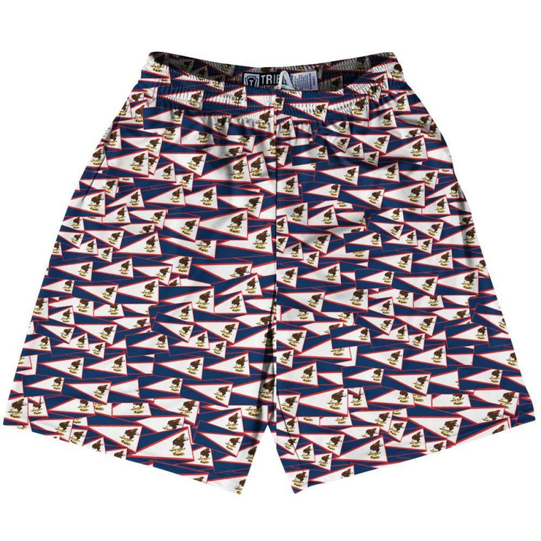 Tribe American Samoa Party Flags Lacrosse Shorts Made in USA - Blue White