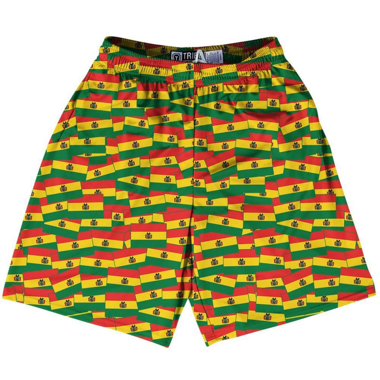 Tribe Bolivia Party Flags Lacrosse Shorts Made in USA - Green Red