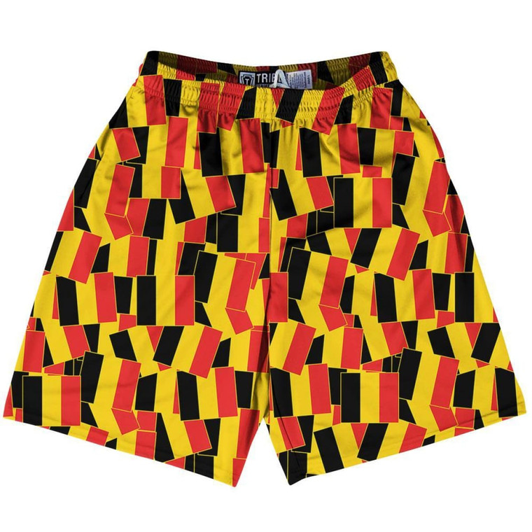 Tribe Belgium Party Flags Lacrosse Shorts Made in USA - Yellow Red
