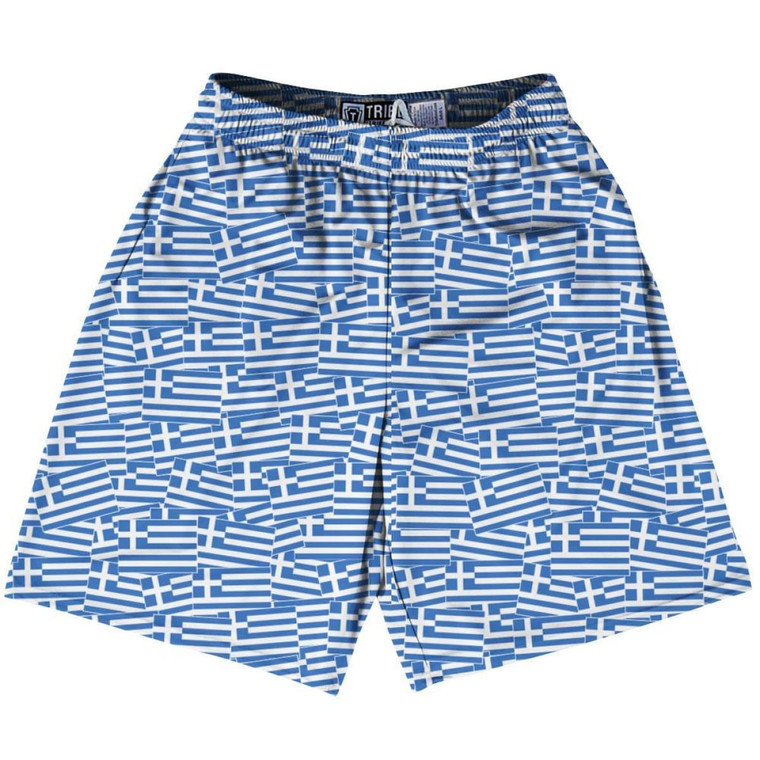 Tribe Greece Party Flags Lacrosse Shorts Made in USA - Blue White