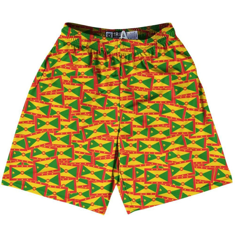Tribe Grenada Party Flags Lacrosse Shorts Made in USA - Yellow Red