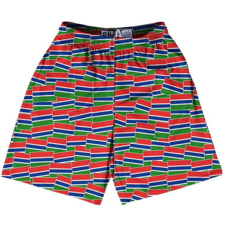 Tribe Gambia Party Flags Lacrosse Shorts Made in USA - Red Blue