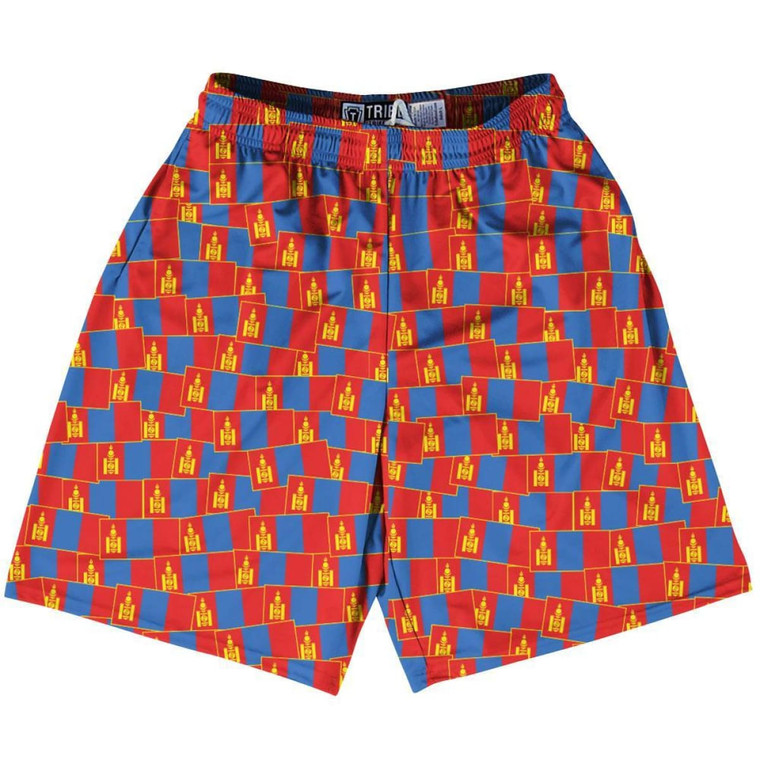 Tribe Mongolia Party Flags Lacrosse Shorts Made in USA - Blue Red
