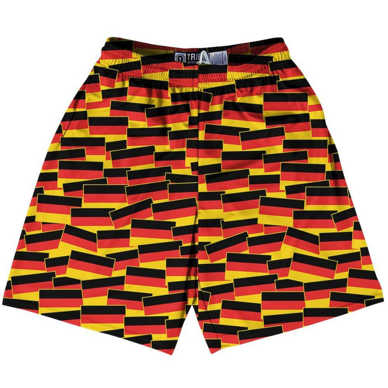 Tribe Germany Party Flags Lacrosse Shorts Made in USA - Black Red Tribe Germany Party Flags Lacrosse Shorts Made in USA - Black Red