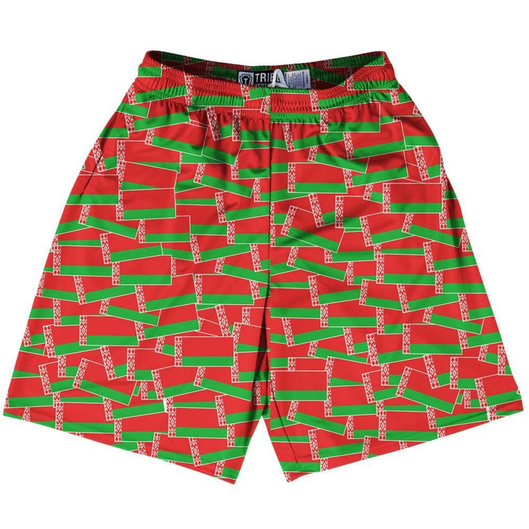 Tribe Belarus Party Flags Lacrosse Shorts Made in USA - Green Red