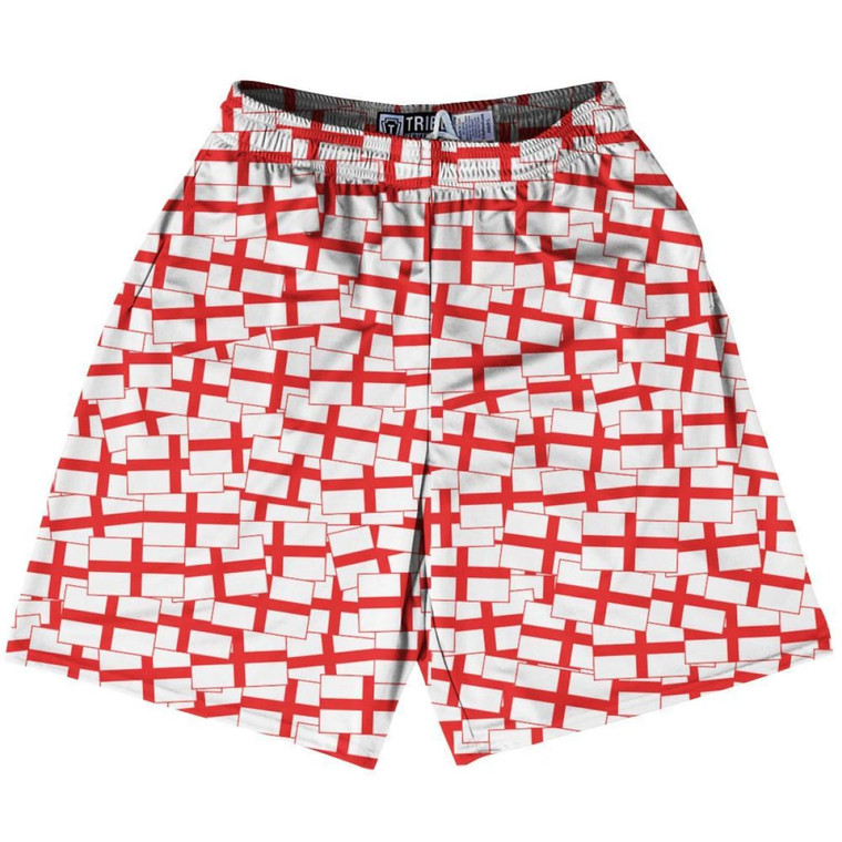 Tribe England Party Flags Lacrosse Shorts Made in USA - Red White