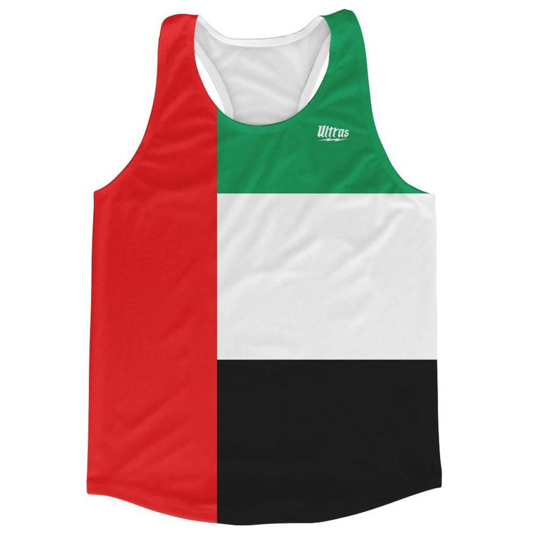 United Arab Emirates Country Flag Running Tank Top Racerback Track and Cross Country Singlet Jersey Made In USA - Green Black