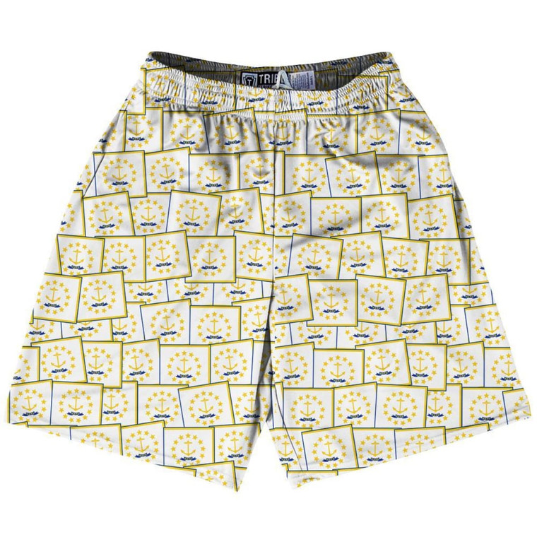 Tribe Rhode Island State Party Flags Lacrosse Shorts Made in USA - White
