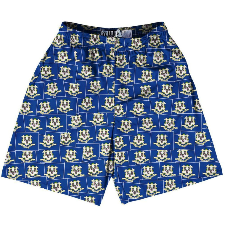 Tribe Connecticut State Party Flags Lacrosse Shorts Made in USA - Blue