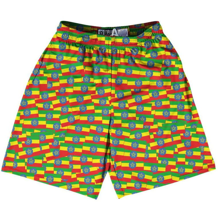 Tribe Ethiopia Party Flags Lacrosse Shorts Made in USA - Multi
