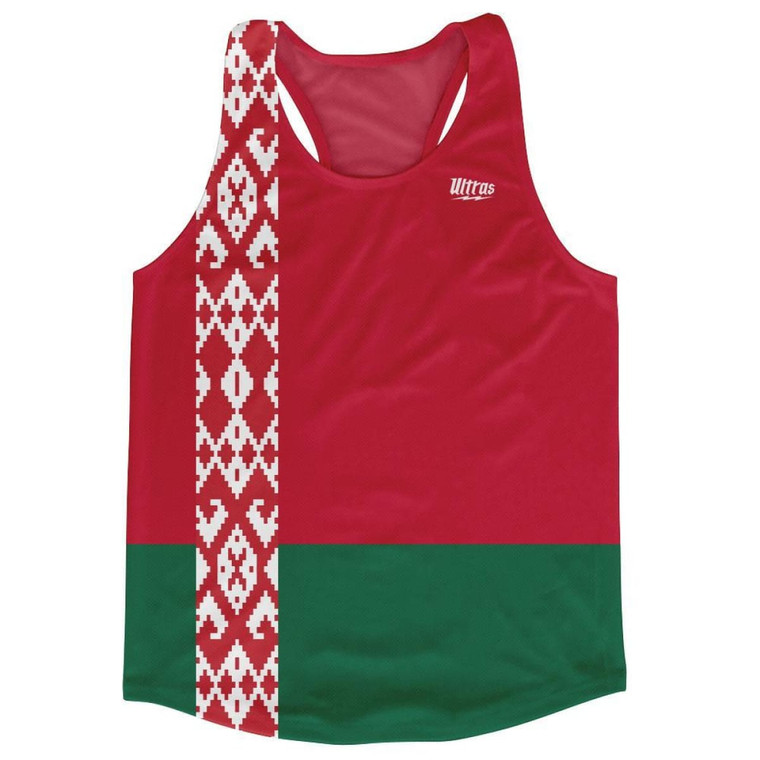 Belarus Country Flag Running Tank Top Racerback Track and Cross Country Singlet Jersey Made In USA-Red Green