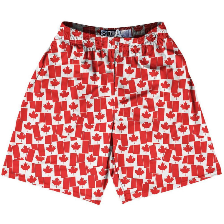Tribe Canada Party Flags Lacrosse Shorts Made in USA-Red