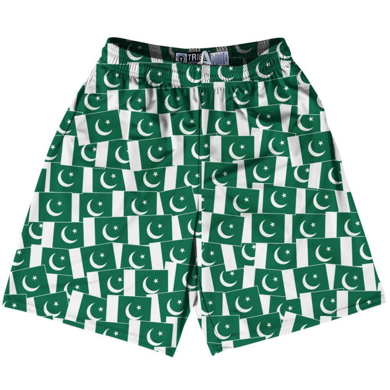 Tribe Pakistan Party Flags Lacrosse Shorts Made in USA - Green White