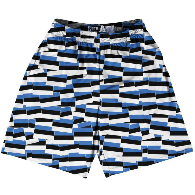 Tribe Estonia Party Flags Lacrosse Shorts Made in USA - Blue Black