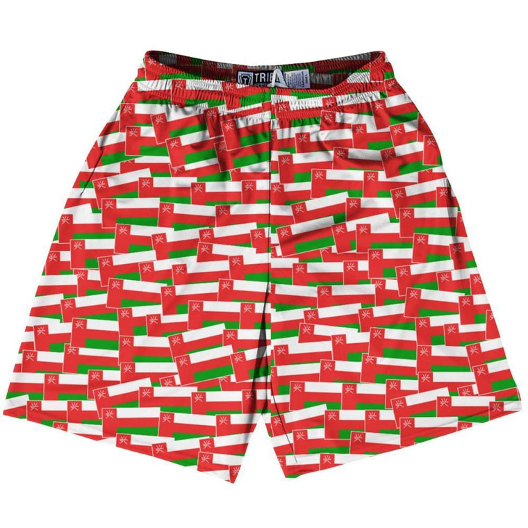 Tribe Oman Party Flags Lacrosse Shorts Made in USA - White Red