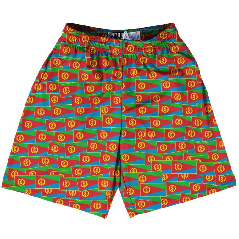 Tribe Eritrea Party Flags Lacrosse Shorts Made in USA - Red