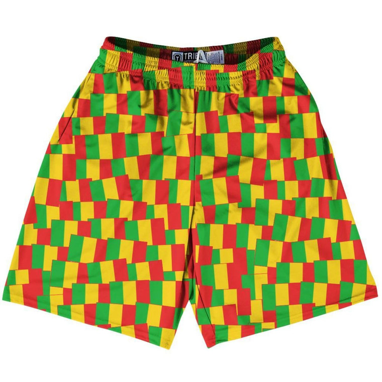Tribe Mali Party Flags Lacrosse Shorts Made in USA - Yellow Red