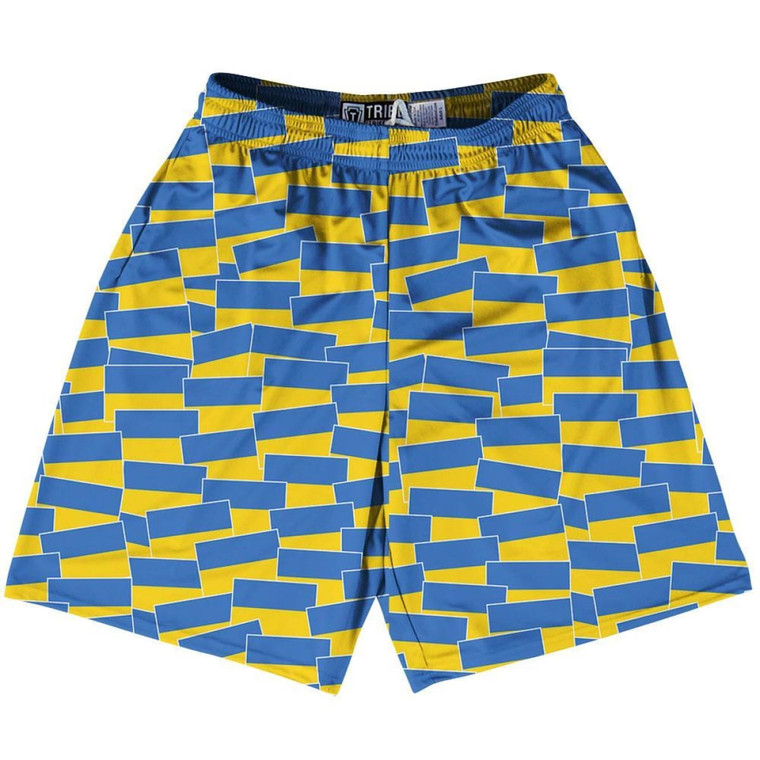 Tribe Ukraine Party Flags Lacrosse Shorts Made in USA - Blue Yellow