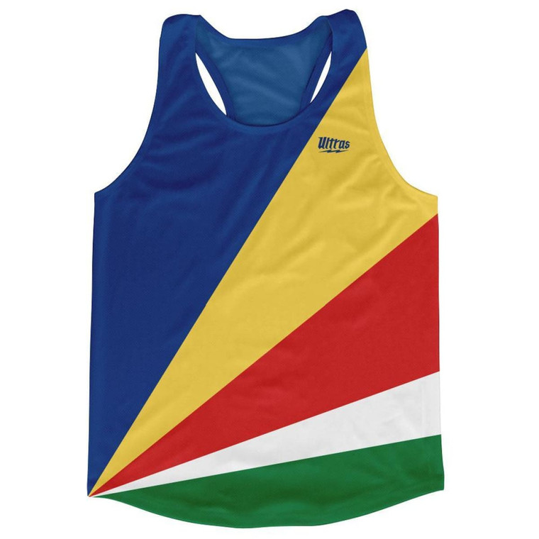 Seychelles Country Flag Running Tank Top Racerback Track and Cross Country Singlet Jersey Made In USA - Red Blue Green