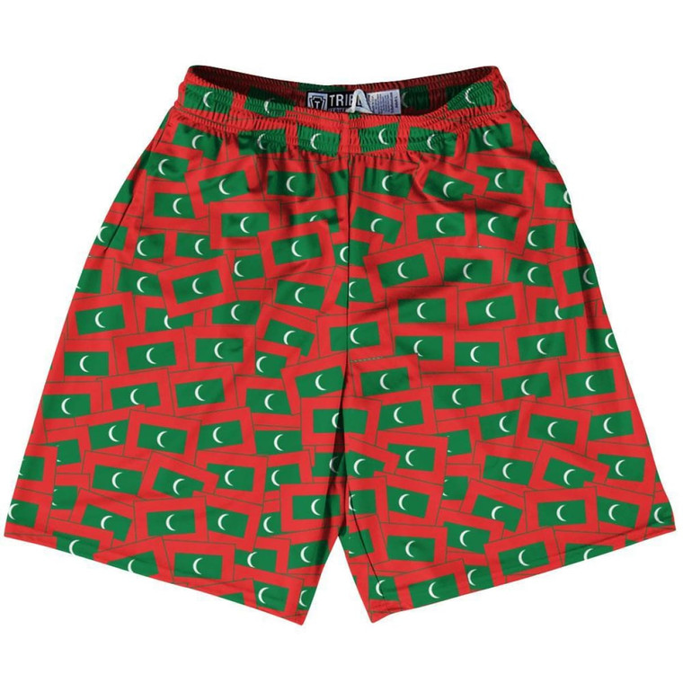 Tribe Maldives Party Flags Lacrosse Shorts Made in USA - Red Green