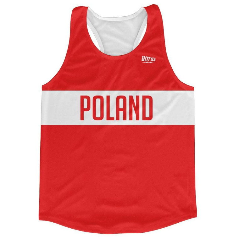 Poland Country Finish Line Running Tank Top Racerback Track and Cross Country Singlet Jersey Made In USA - Red White
