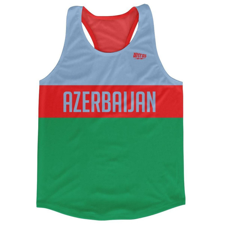 Azerbaijan Country Finish Line Running Tank Top Racerback Track and Cross Country Singlet Jersey Made In USA - Blue Green