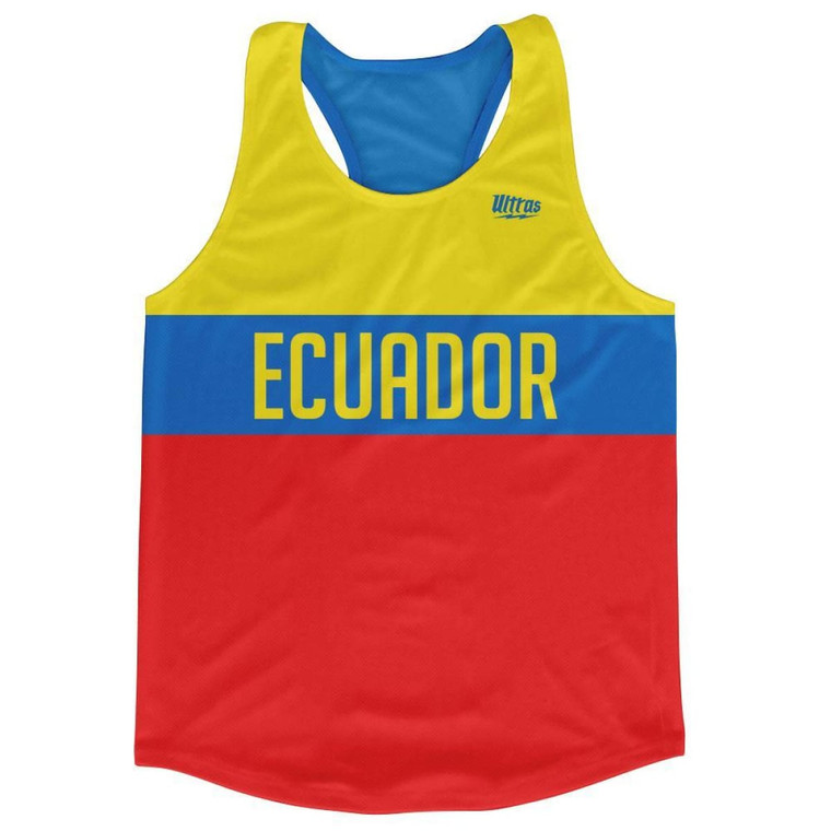 Ecuador Country Finish Line Running Tank Top Racerback Track and Cross Country Singlet Jersey Made In USA - Yellow Red