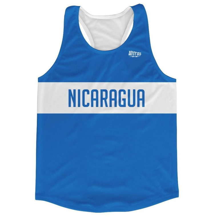 Nicaragua Country Finish Line Running Tank Top Racerback Track and Cross Country Singlet Jersey Made In USA - Blue White