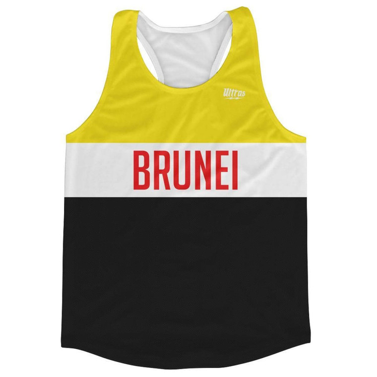 Brunei Country Finish Line Running Tank Top Racerback Track and Cross Country Singlet Jersey Made In USA - Yellow Black