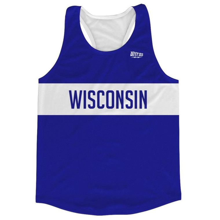 Wisconsin Finish Line Running Tank Top Racerback Track and Cross Country Singlet Jersey Made In USA - Royal Blue