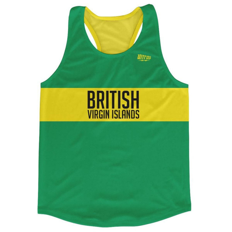 British Virgin Islands Country Finish Line Running Tank Top Racerback Track and Cross Country Singlet Jersey Made In USA - Yellow Green