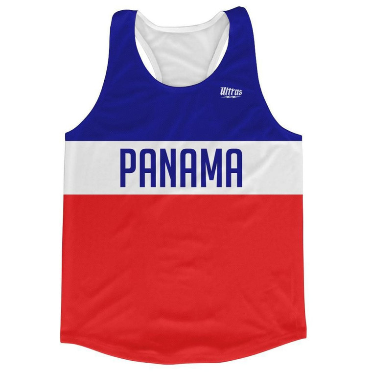 Panama Country Finish Line Running Tank Top Racerback Track and Cross Country Singlet Jersey Made In USA-Blue Red White