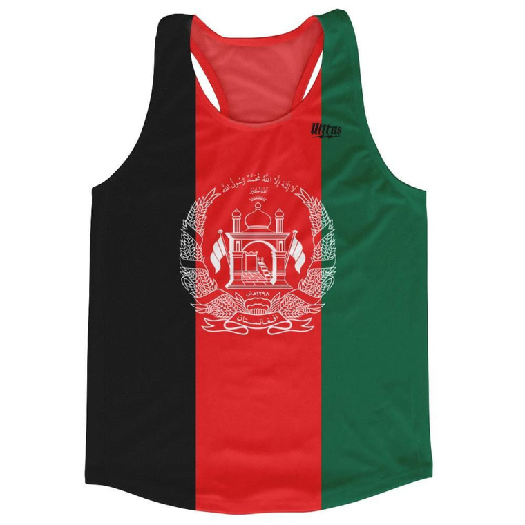 Afghanistan Country Flag Running Tank Top Racerback Track and Cross Country Singlet Jersey Made In USA - Red Green