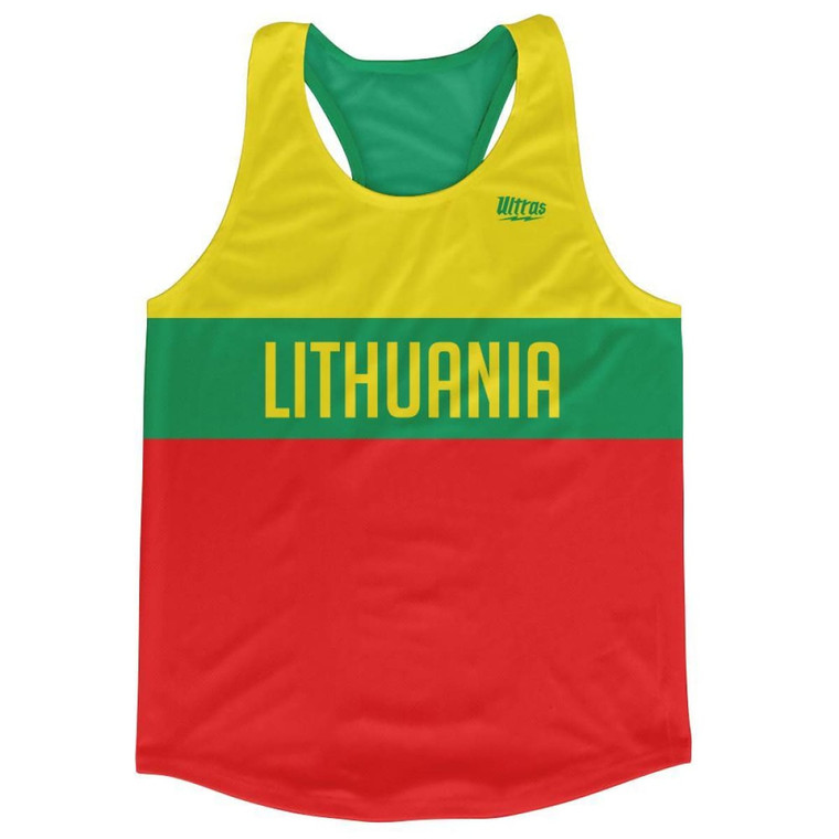 Lithuania Country Finish Line Running Tank Top Racerback Track and Cross Country Singlet Jersey Made In USA - Green Red Yellow