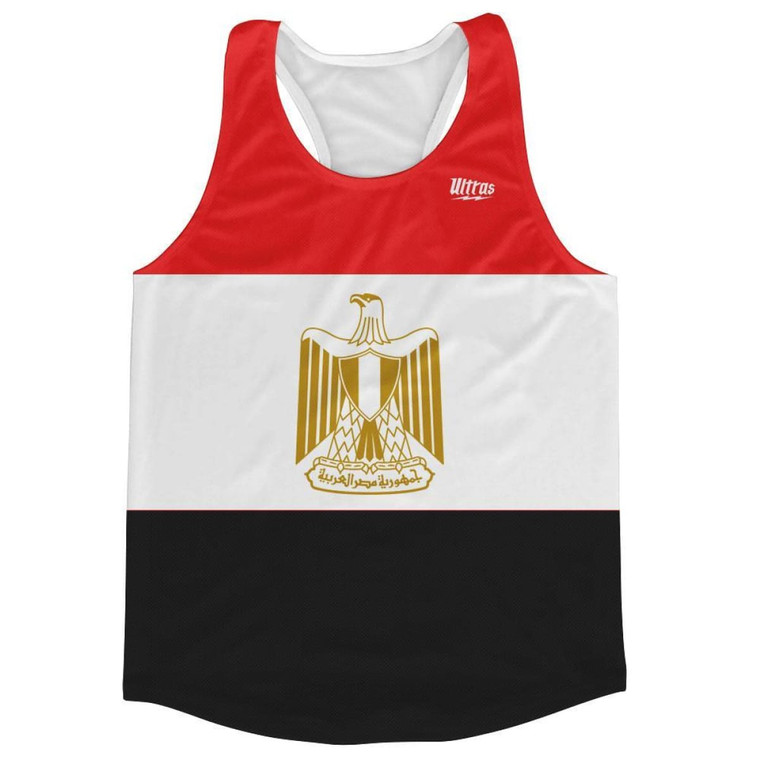 Egypt Country Flag Running Tank Top Racerback Track and Cross Country Singlet Jersey Made In USA-Red White Black