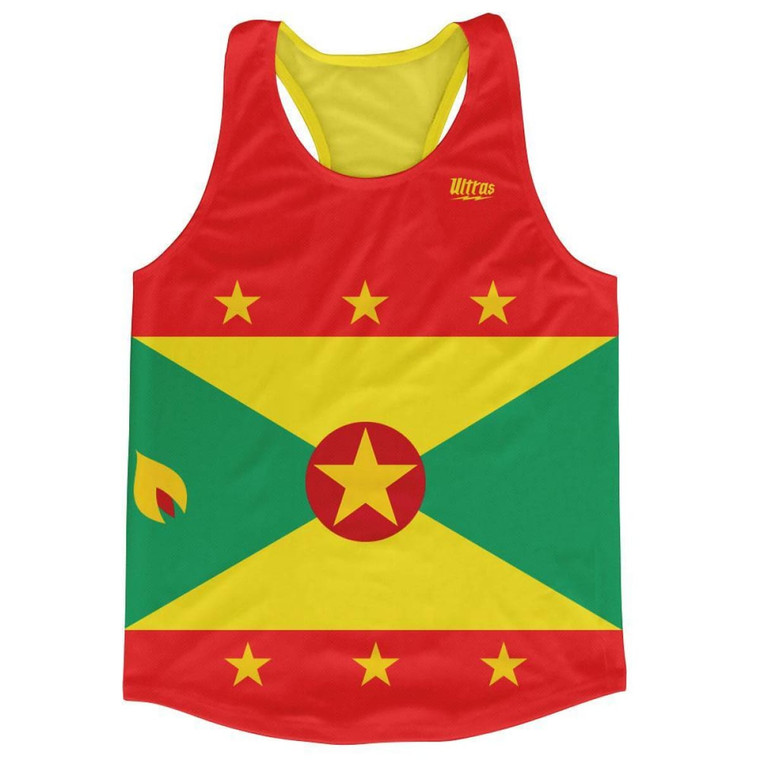 Grenada Country Flag Running Tank Top Racerback Track and Cross Country Singlet Jersey Made In USA-Red Yellow