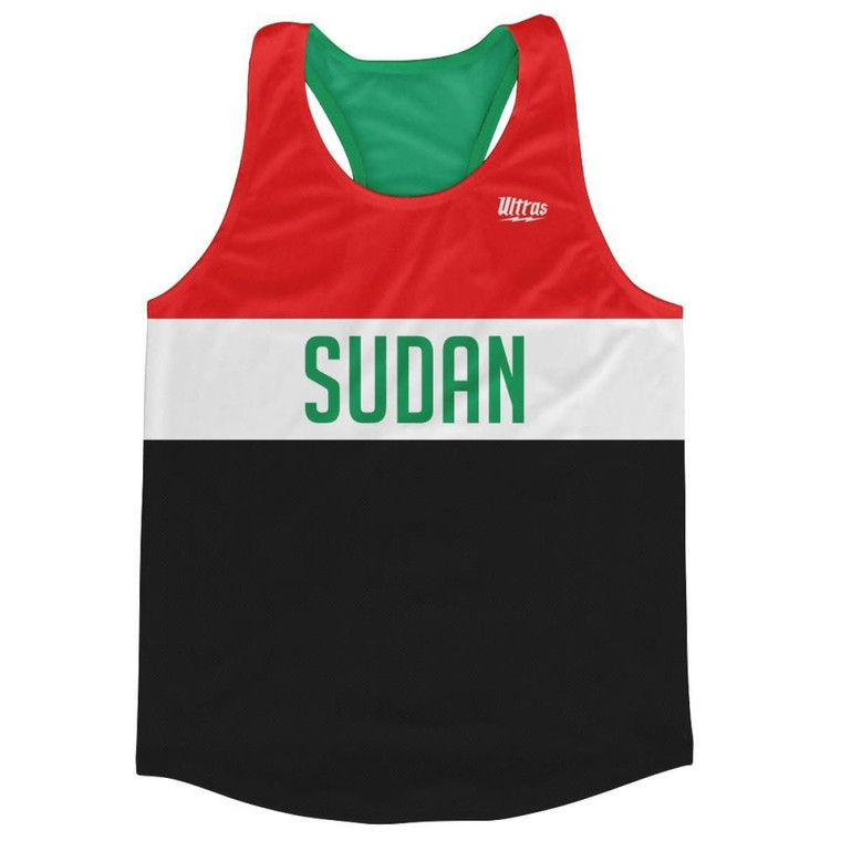 Sudan Country Finish Line Running Tank Top Racerback Track and Cross Country Singlet Jersey Made In USA - Red Black