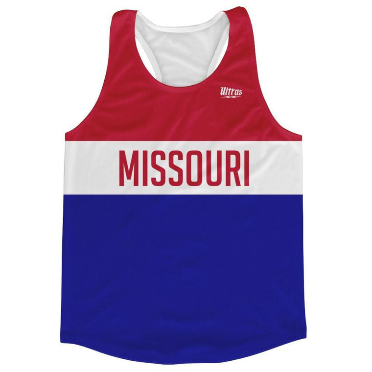 Missouri Finish Line Running Tank Top Racerback Track and Cross Country Singlet Jersey Made In USA - Blue White Red