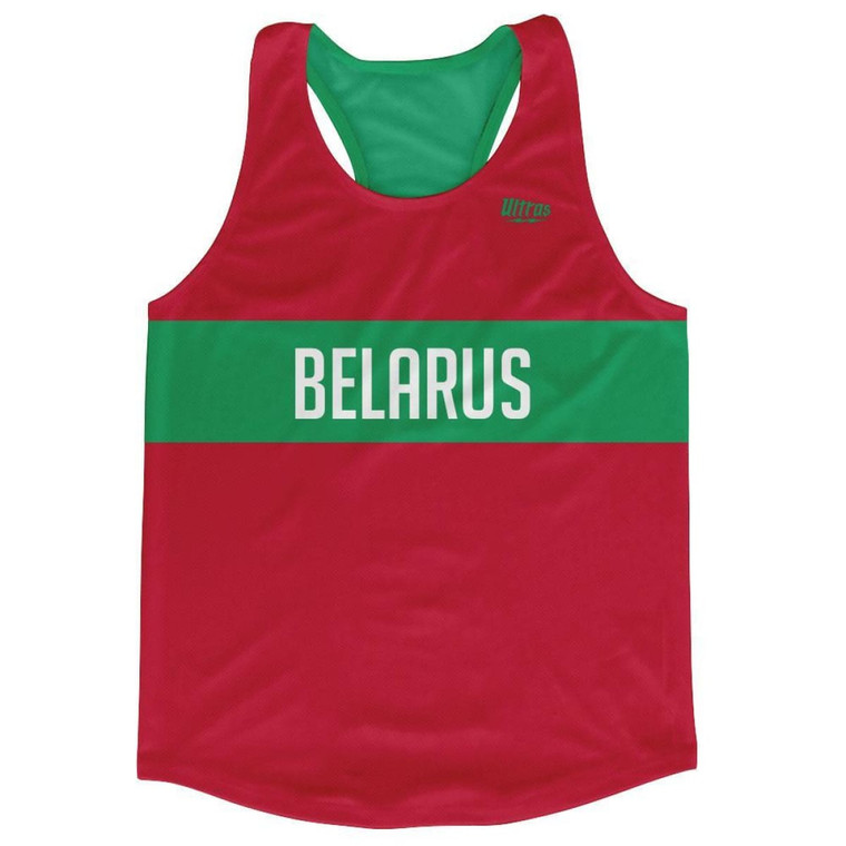 Belarus Country Finish Line Running Tank Top Racerback Track and Cross Country Singlet Jersey Made In USA - Red Green