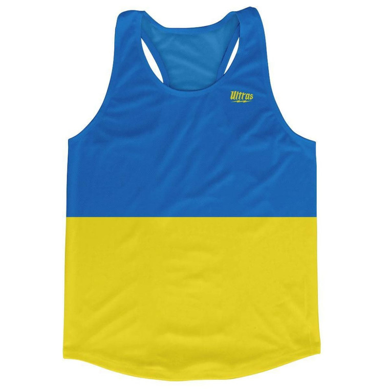 Ukraine Country Flag Running Tank Top Racerback Track and Cross Country Singlet Jersey Made In USA-Blue Yellow