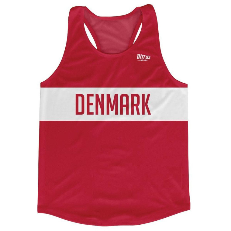 Denmark Country Finish Line Running Tank Top Racerback Track and Cross Country Singlet Jersey Made In USA - Red White