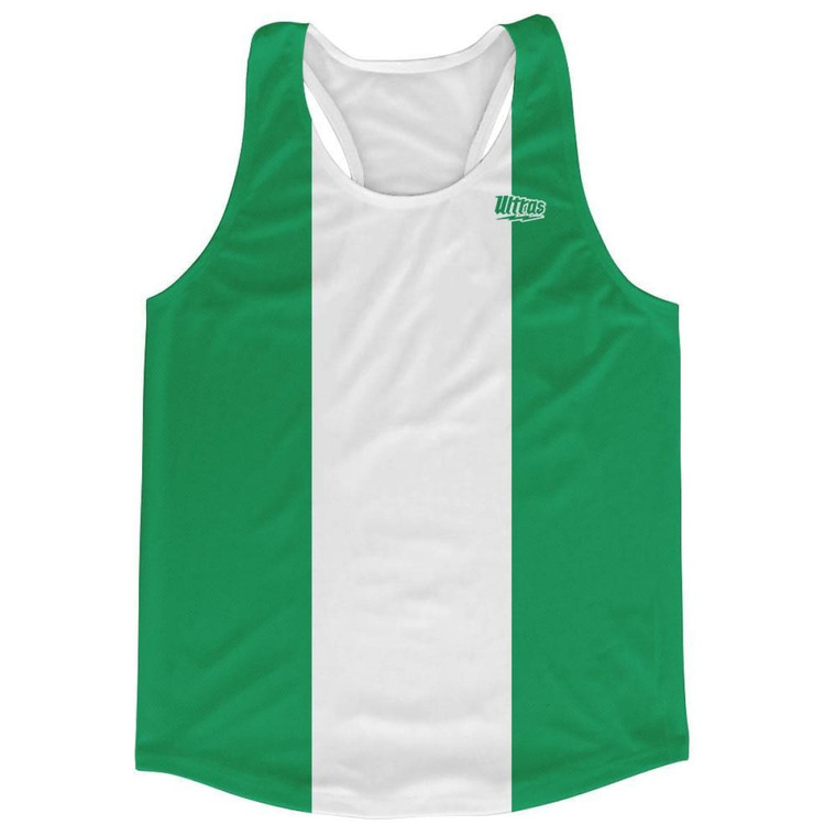 Nigeria Country Flag Running Tank Top Racerback Track and Cross Country Singlet Jersey Made In USA - Green White