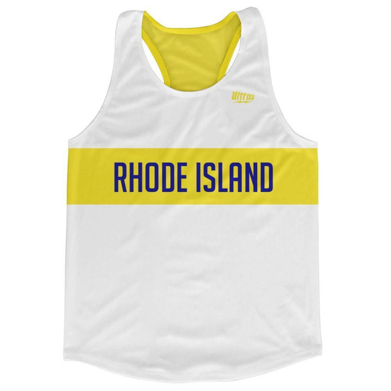 Rhode Island Finish Line Running Tank Top Racerback Track and Cross Country Singlet Jersey Made In USA - White Yellow
