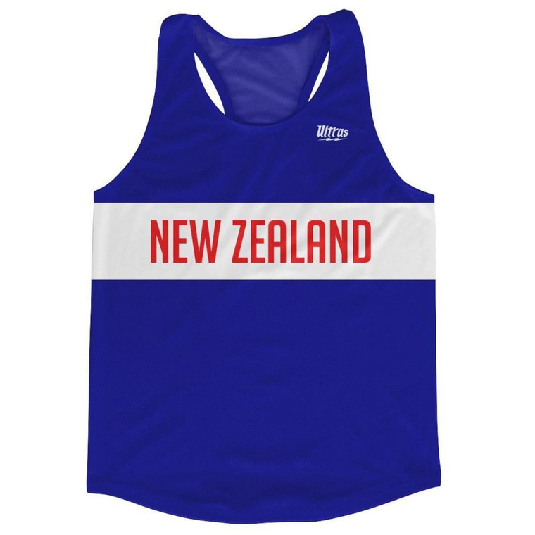 New Zealand Country Finish Line Running Tank Top Racerback Track and Cross Country Singlet Jersey Made In USA - Blue White