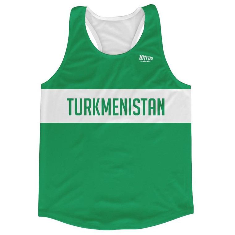 Turkmenistan Country Finish Line Running Tank Top Racerback Track and Cross Country Singlet Jersey Made In USA - Green White