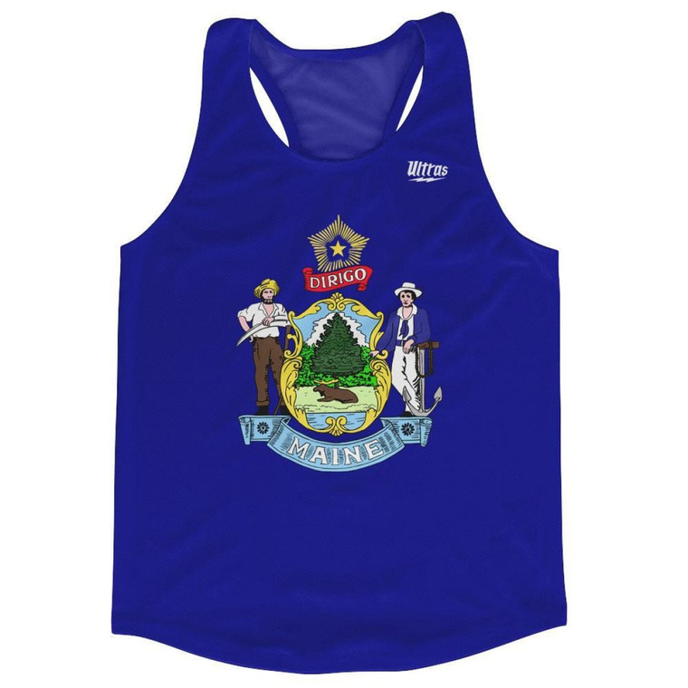 Maine State Flag Running Tank Top Racerback Track and Cross Country Singlet Jersey Made In USA - Royal Blue