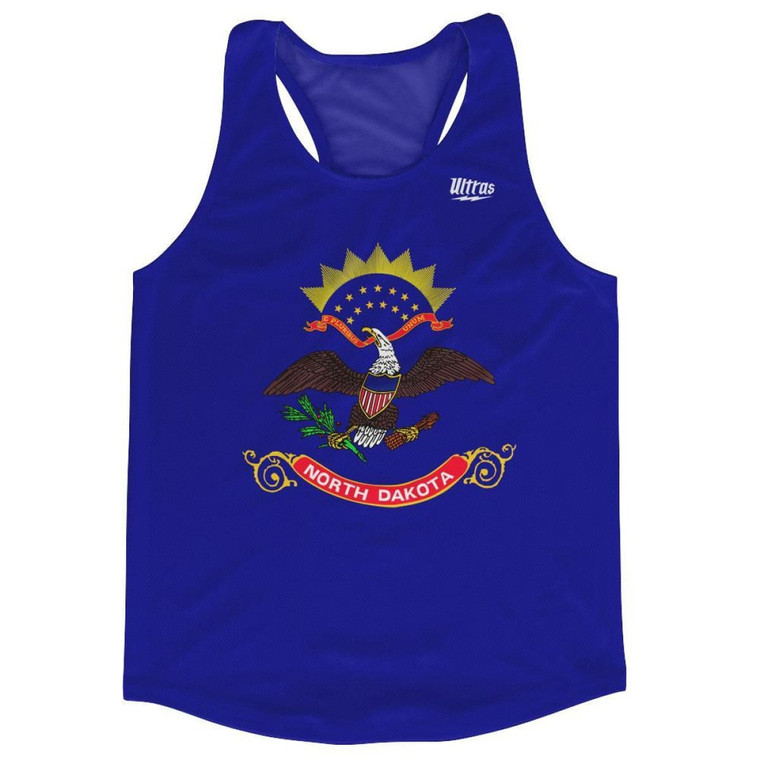 North Dakota State Flag Running Tank Top Racerback Track and Cross Country Singlet Jersey Made In USA-Royal Blue