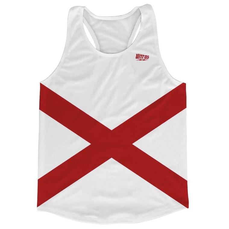 Alabama State Flag Running Tank Top Racerback Track and Cross Country Singlet Jersey Made In USA - White & Red